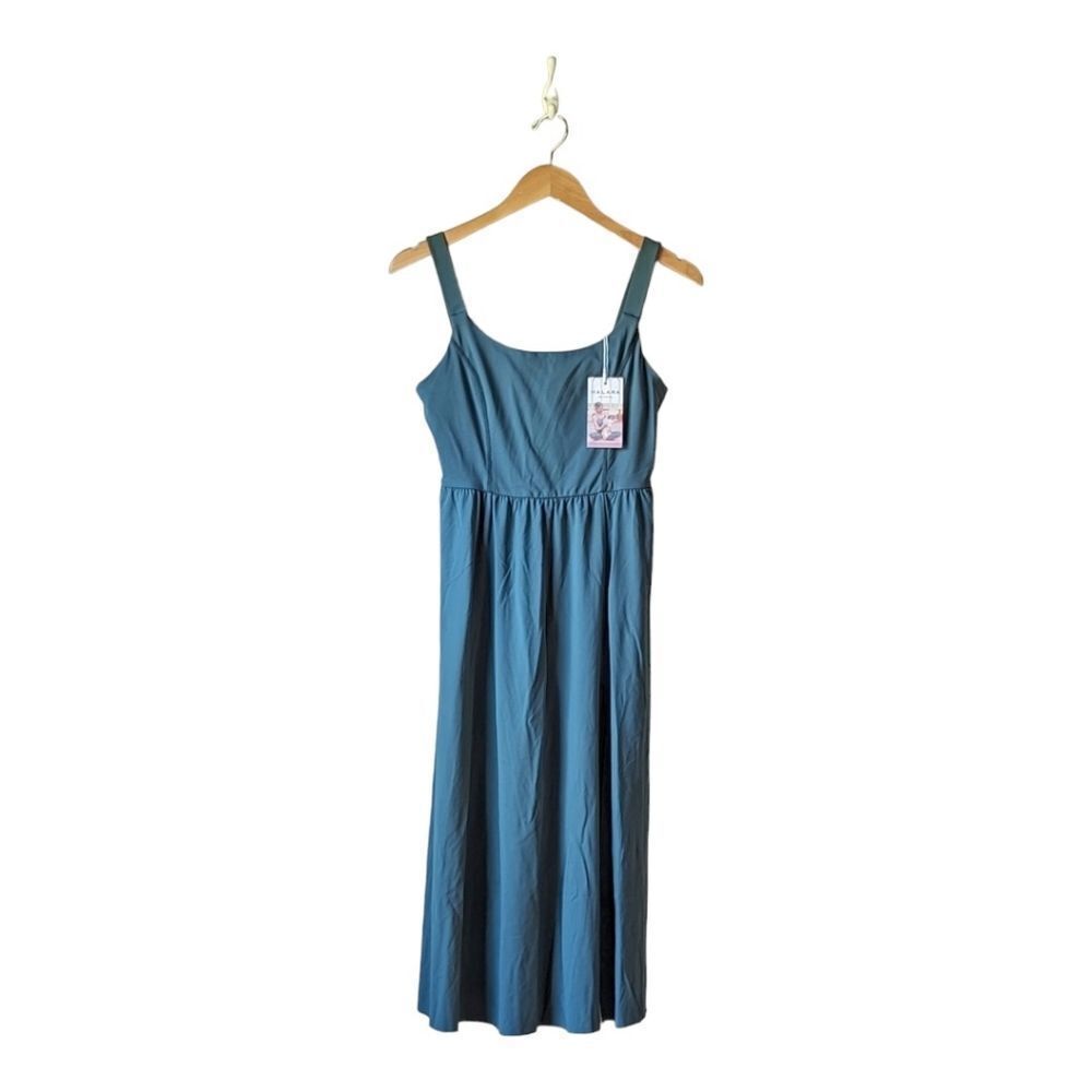 Halara NWT Twisted Back Side Slit Midi Casual Dress in Blue Spruce sz M - Picture 4 of 12